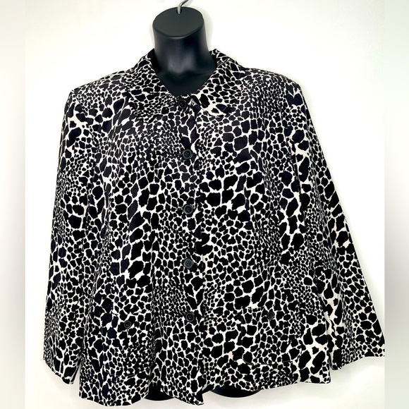 Susan Graver Black and White Formation Print Jacket Size 3X - Picture 1 of 8